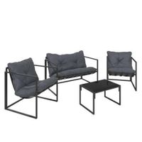 Ambia Garden JEDÁLENSKÁ TERASOVÁ SÚPRAVA 4-dielne, kov, sklo, textil