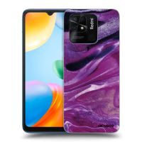 Silikónový prehľadný obal pre Xiaomi Redmi 10C - Purple glitter