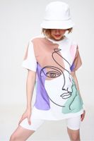 Damen T-shirt Trend Alaçatı Stili Abstract