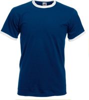 Fruit of the Loom Pánské tričko Ringer T s kontrastními lemy, 165 g/m Barva: modrá námořní - bílá, Velikost: XXL F159