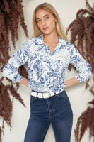 Trendyol Ecru Flower Patterned Regular Fit Woven Shirt