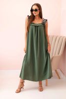 Kesi Włoski Women's dress with leopard print straps khaki