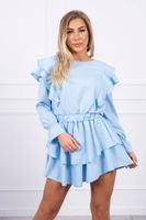 Azure dress with vertical ruffles