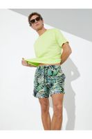 Koton Swim Shorts Leaf Printed Waistband Pocketed