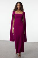 Trendyol Plum Unlined Woven Long Elegant Evening & Graduation Dress