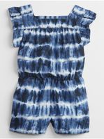 Modrý holčičí dětský overal tie-dye ruffle romper