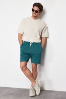 Trendyol Emerald Green Regular Cut Textured 100% Cotton Shorts