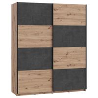 Carryhome SKRIŇA S POS. DVER. – HOR.VED, tmavosivá, dub artisan, 170/210/61 cm