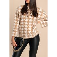 Weicher Pullover Mit Pepita-Print, Creme