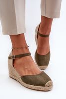 FJ1 Suede Espadrilky sandály na klínu Zelená Cammer