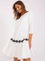 Ecru Extended Cocktail Dress with Lace