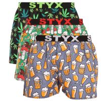3PACK pánské trenky Styx art sportovní guma vícebarevné (3B13789) S