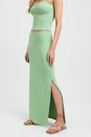 Madmext Green Basic Slit Detailed Women's Long Skirt