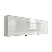 MID.YOU ŠIROKÁ KOMODA, biela, biela s vysokým leskom, 237/73/33 cm