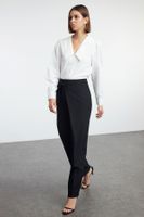 Trendyol Black Cross Closure Detailed Wide Leg Woven Trousers