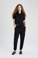 DEFACTO Jogger Normal Waist Ankle Length Pocket Basic Viscose Trousers