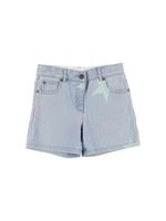 Stars Print Cotton Denim Shorts