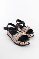 Capone Outfitters Wicker Genuine Leather Ankle Strap Women's Sandals