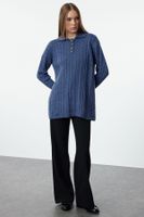 Trendyol Blue Braided Knitwear Sweater