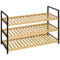 Carryhome REGÁL NA BOTY, přírodní barvy, černá, 70/48,5/30 cm