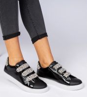 marka niezdefiniowana Black sneakers with animal print finish, Velcro Astrala