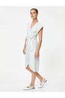 Koton Midi Double Breasted Dress Sleeveless Belt Detailed Slim Fit