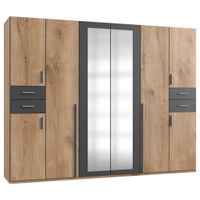 P & B SKRIŇA S OTOČNÝMI DVERAMI, grafitová, farba duba, 270/208/58 cm