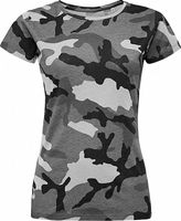Sol's Kamuflážové dámské tričko ve slim fit střihu 100% bavlna Barva: šedá  kamufláž, Velikost: L L134
