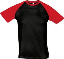 Sol's Pánské tričko Raglan Funky s kontrastními rukávy Barva: černá - červená, Velikost: 3XL L140