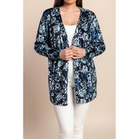 Bedruckte Strickjacke, Dunkelblau