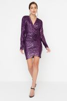 Női ruha Trendyol TPRAW20EL0505/PLUM{