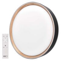 LED přisazené svítidlo ILVI, kruhové 45W, stmívání+CCT, černá+dřevo