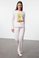 Trendyol Tweety Licensed Pink 100% Cotton Knitted Pajama Set