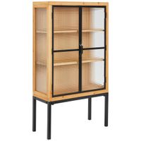 MID.YOU VITRÍNA, jedľa, prírodná farba, čierna, 80/145/35 cm