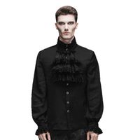 Moška srajca DEVIL FASHION - Iago Gothic Chiffon Shirt with and Bowtie - Obsidian Night XL