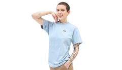 Vans Left chest Logo Blue Dámske - Tričká Vans - Modrá - VN0A7RSRBD2-S - Size: S
