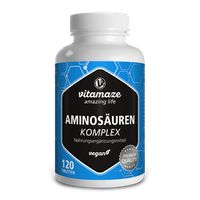 Aminosäuren Komplex hochdosiert & vegan, 120 Tabletten mit 8 essentiellen Aminosäuren, Made in Germany | Vitamaze by Sensilab