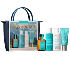 Cestovná sada na uhladenie krepatých vlasov Moroccanoil Greetings From Frizz Control + krém na ruky a taštička zadarmo + darček zadarmo