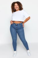 Trendyol Curve Blue High Derék zseb részletesen kidolgozott rugalmas skinny farmer