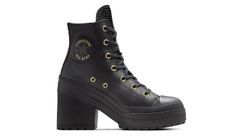 Converse Chuck 70 De Luxe Heel Platform Leather - Dámske - Tenisky Converse - Čierne - A12346C - Veľkosť: 41.5