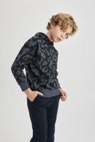 DEFACTO Boy Oversize Wide Patterned Hooded Sweatshirt