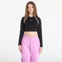 T-shirt Nike Sportswear Women's Tight Long-Sleeve Cropped Top Black/ Black/ Chalk/ Chalk XS