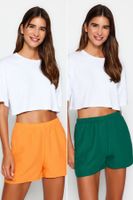 Trendyol Orange-Multicolor 2-Pack Viscose Woven Shorts