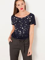 Dark blue T-shirt with CAMAIEU print - Women