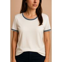 T-Shirt Mit Dekorativen Details, Weiß
