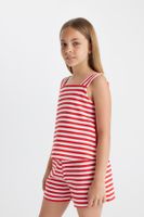 DEFACTO Girl's Striped Undershirt with Bow on the Back