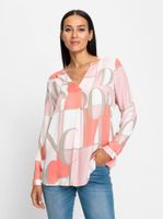 heine Bluza  taupe siva / koraljna / roza / bijela