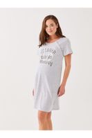 LC Waikiki Crew Neck Printed Short Sleeve Maternity Nightgown