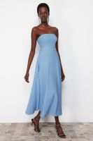 Trendyol Blue A-Cut Woven Elegant Evening Dress
