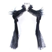 Gothik T-Shirt Frauen - Black Swan Gothic Shawl with Faux Fur - DEVIL FASHION - CA005 M